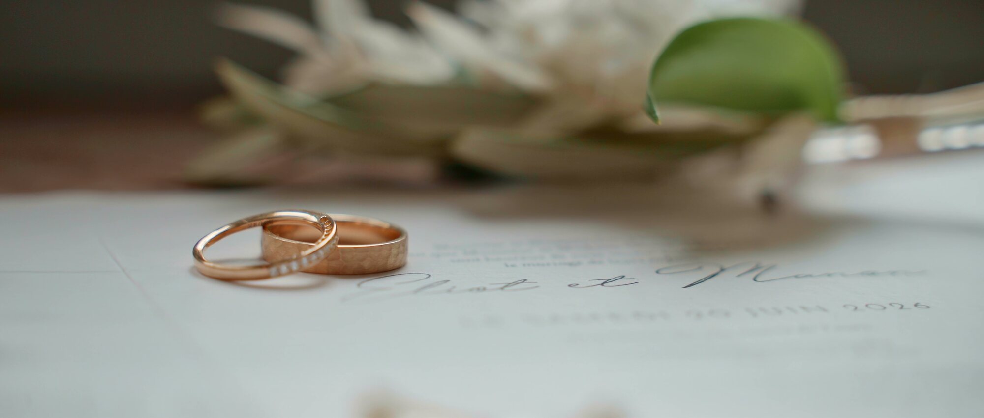 Alliances des mariés, détails du mariage